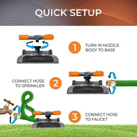 Joeys Garden Sprinkler Adjustable Arms allow customized spray patterns for different yard sizes.