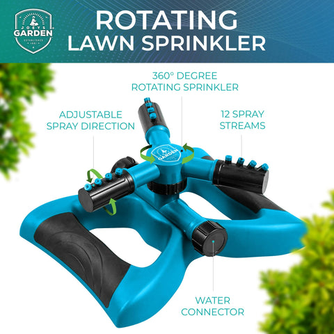 Joeys Garden Sprinkler hose connection makes setup quick and simple