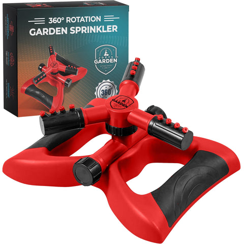 Joeys Garden Sprinkler with stable base for steady lawn irrigation.