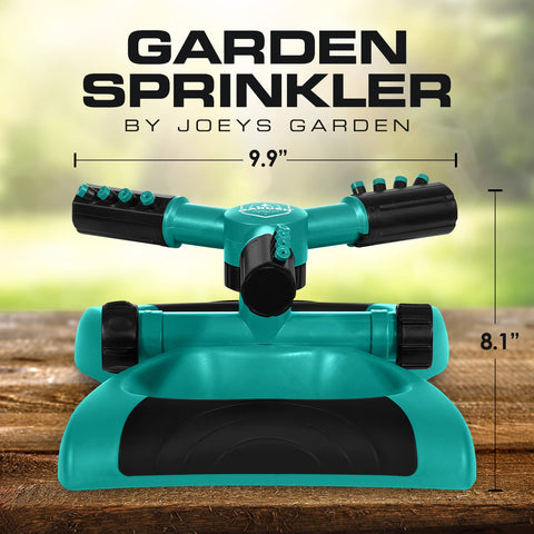 Joeys Sprinkler adjustable-arms demonstrating customizable spray coverage