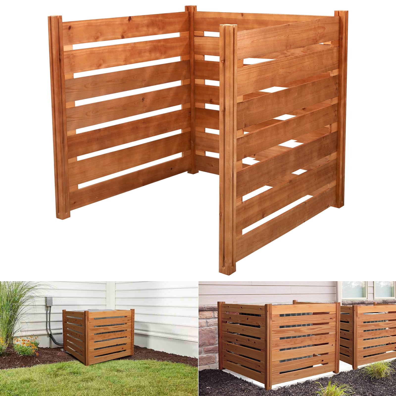 JOGEPEYO air-conditioner fence 3-panel assembly for outdoor privacy and airflow.