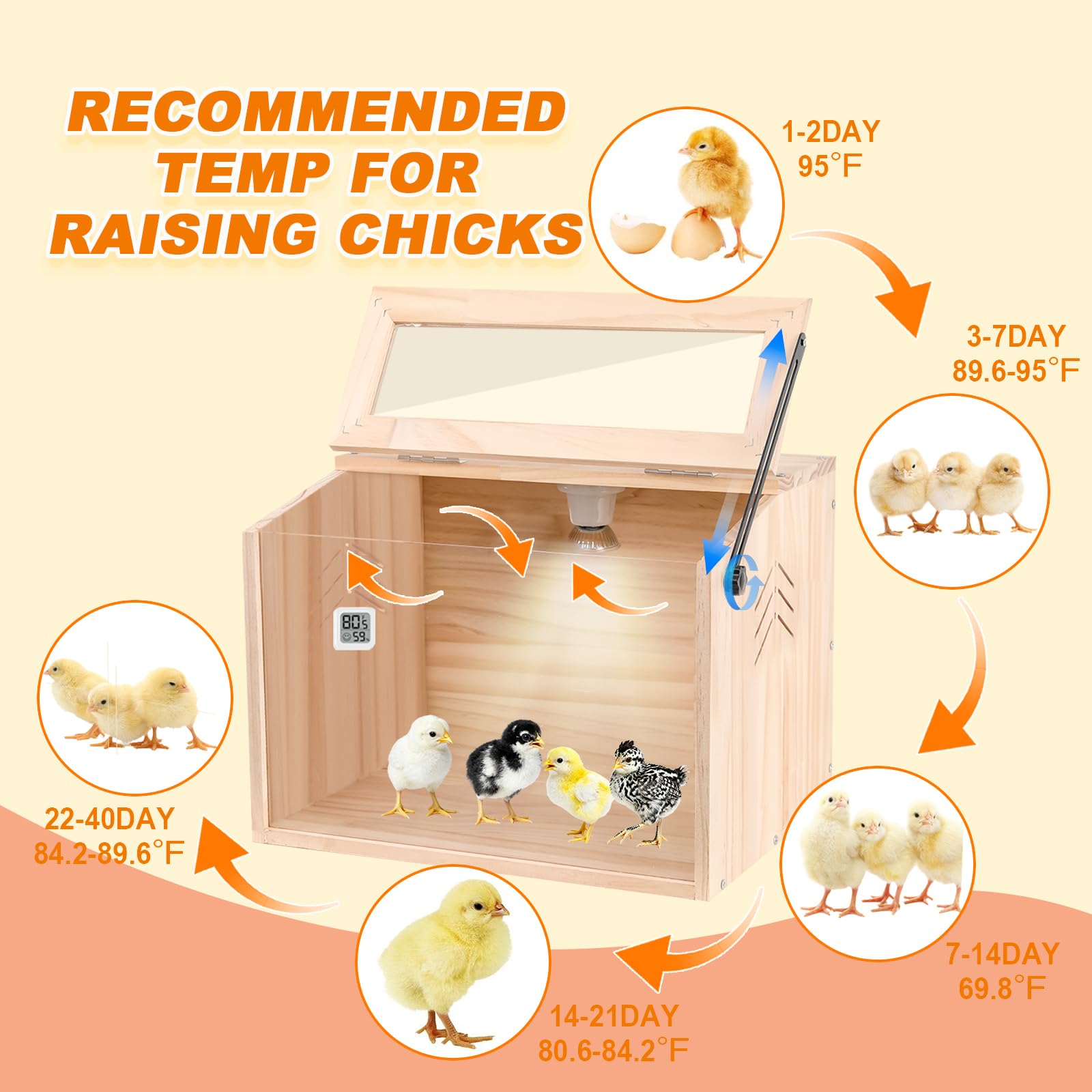 JOGEPEYO brooder box interior made of durable non toxic wood material
