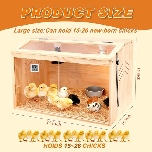 JOGEPEYO Brooder Box open lid reveals roomy interior for chicks.