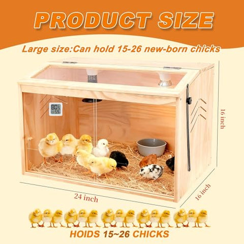 JOGEPEYO Brooder Box open lid reveals roomy interior for chicks.