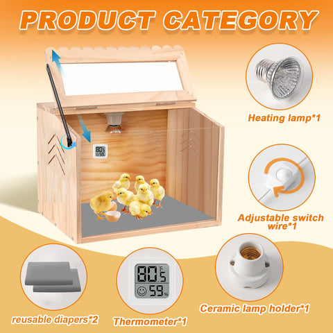 JOGEPEYO chick brooder box with removable acrylic panel for easy cleaning.