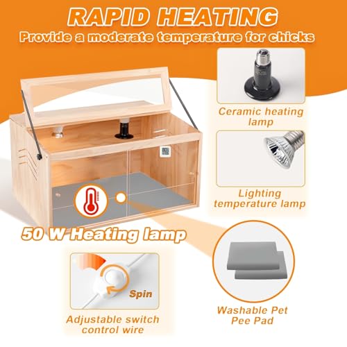 JOGEPEYO Chick Brooder Box side view shows compact footprint and airflow.