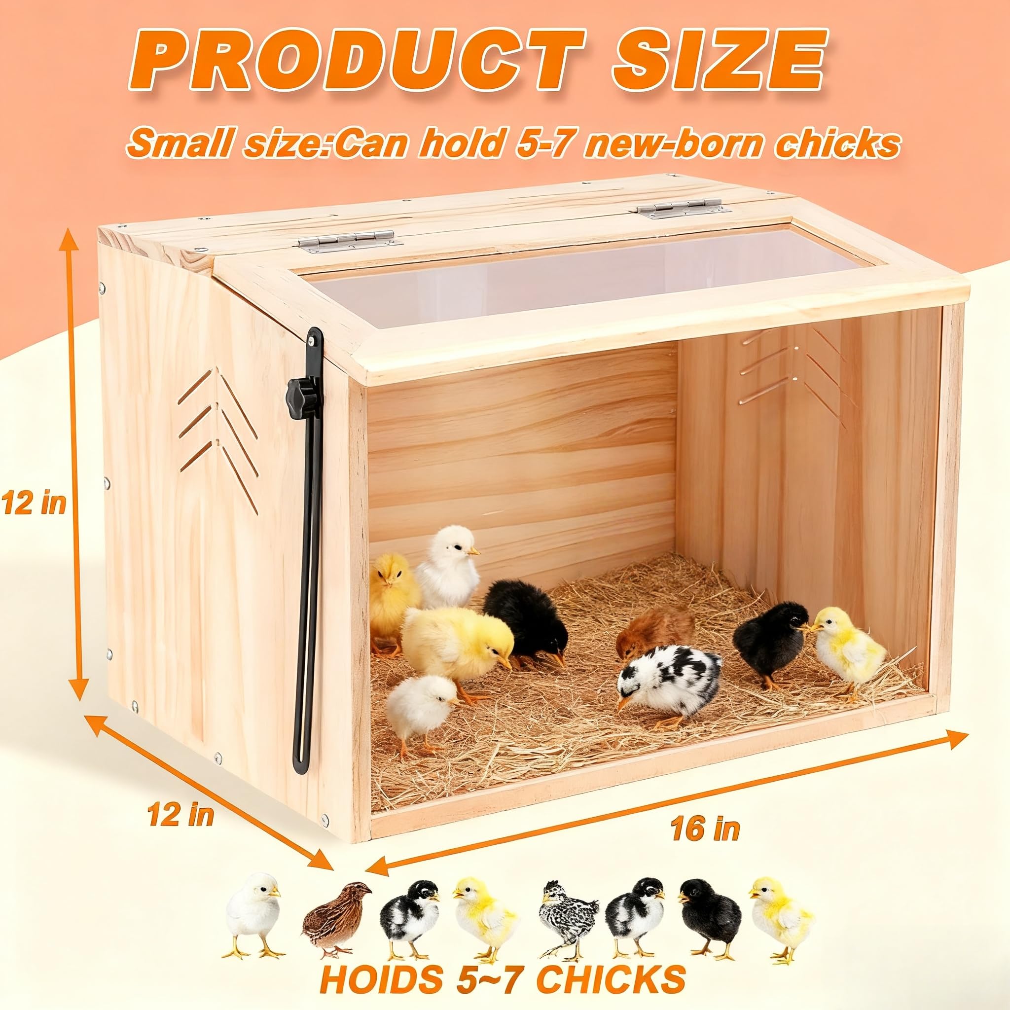 JOGEPEYO brooder box temperature control dial enabling adjustable warmth
