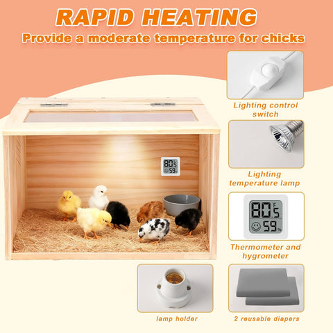 JOGEPEYO chick brooder box with washable liners for easy maintenance