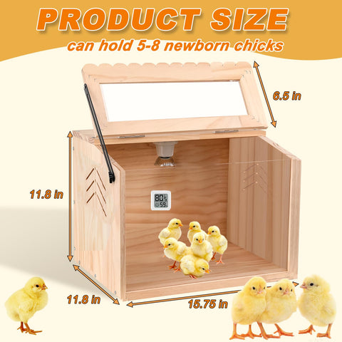 JOGEPEYO chicken brooder box dimensions 15.75 by 12 by 12 inches for roomy housing.