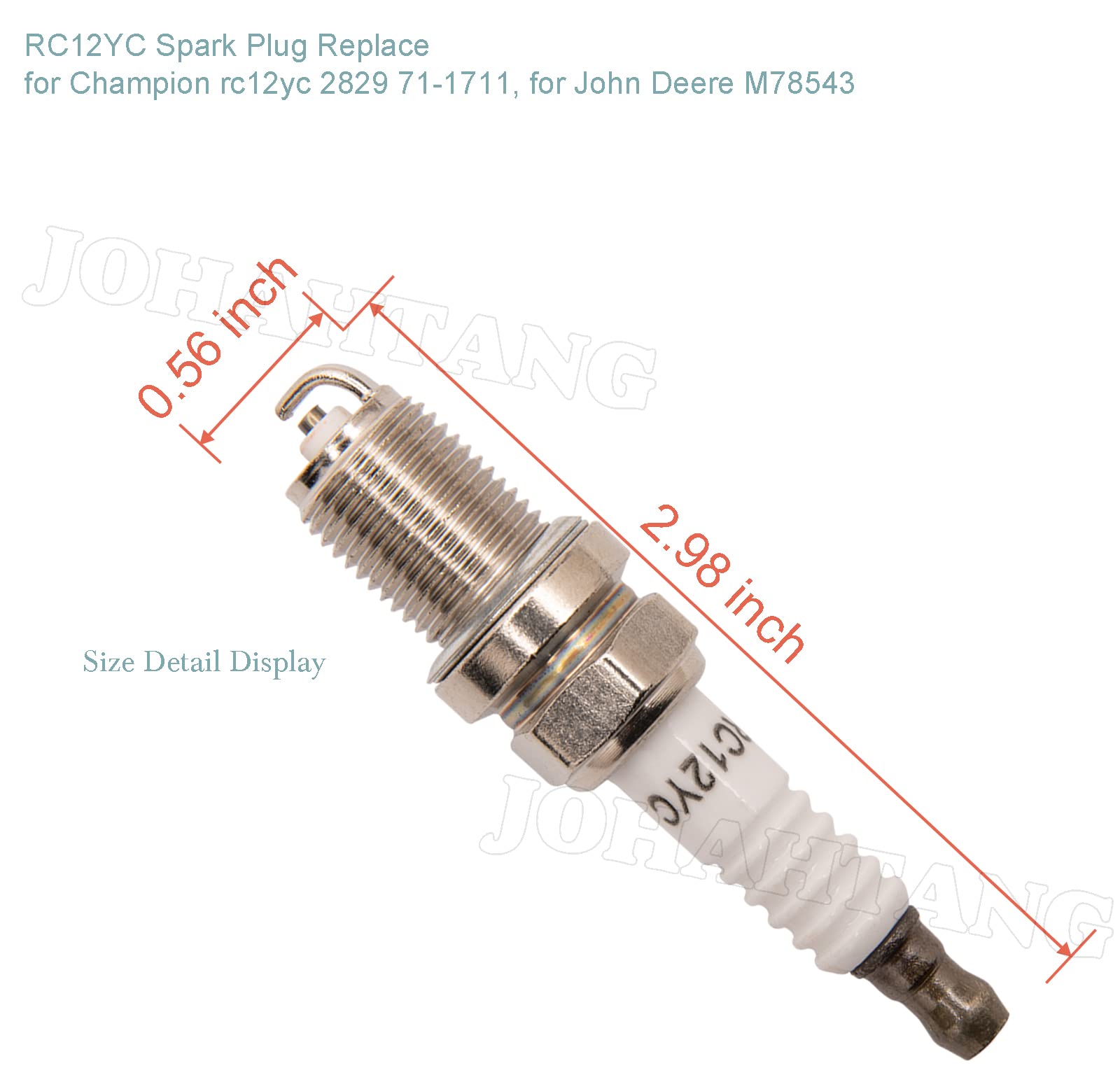 JOHAHTANG RC12YC spark plug copper-core detail for optimal heat control.