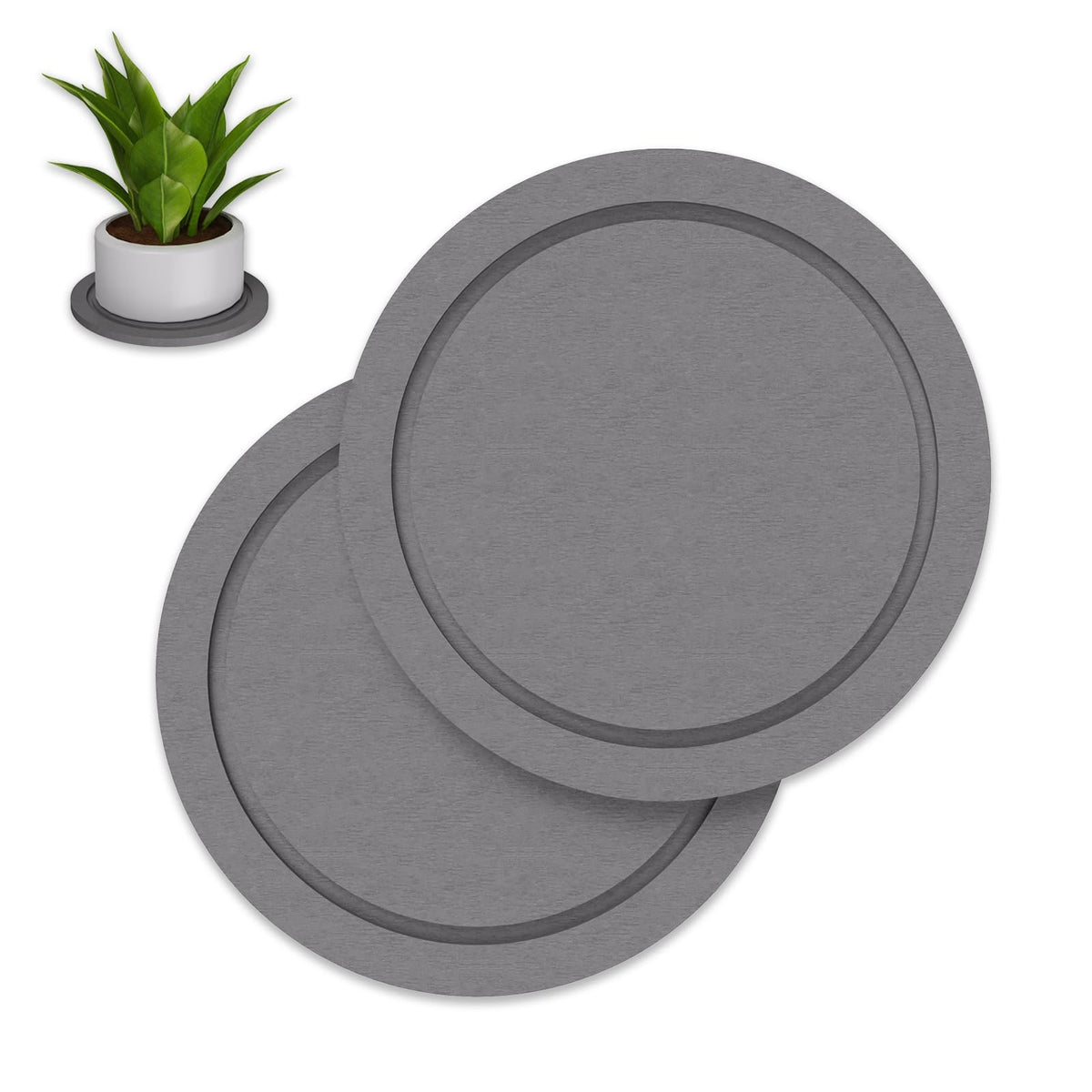Johamoo plant saucer 6in gray setup shows two-pack indoor drainage solution