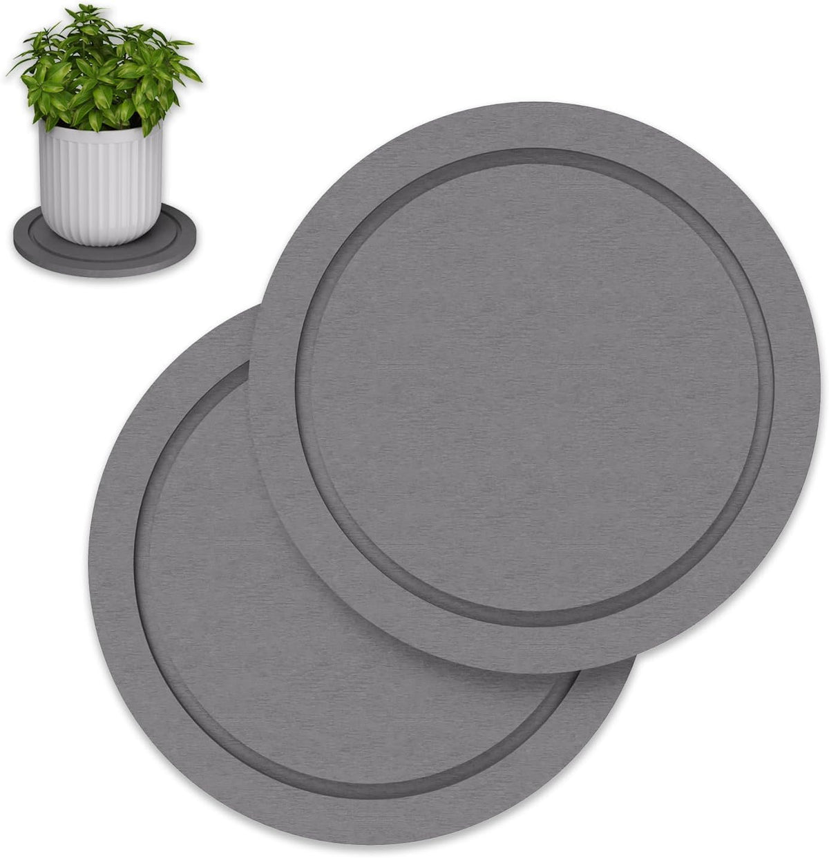 Johamoo plant saucer 8-inch gray keeps pots dry and countertops tidy