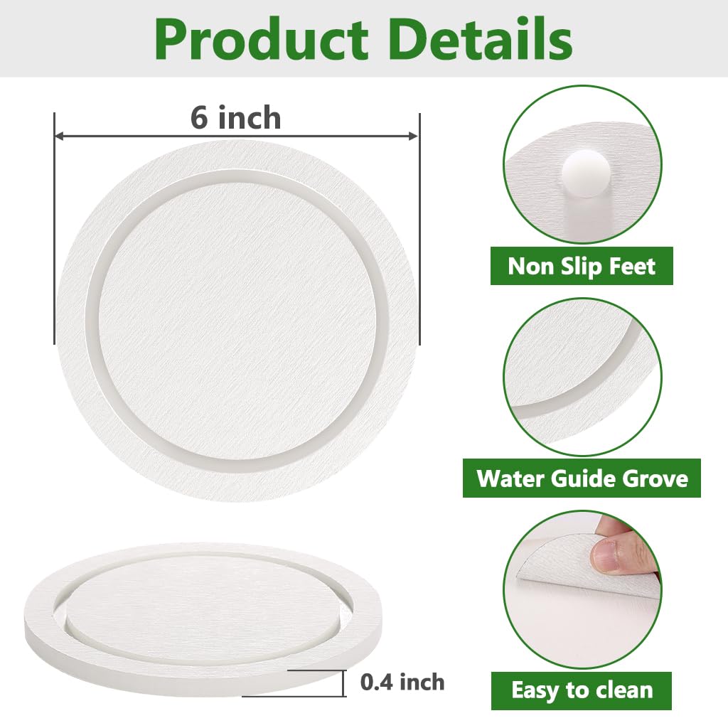 Johamoo plant saucer with non-slip pads keeps pots secure on slick surfaces.