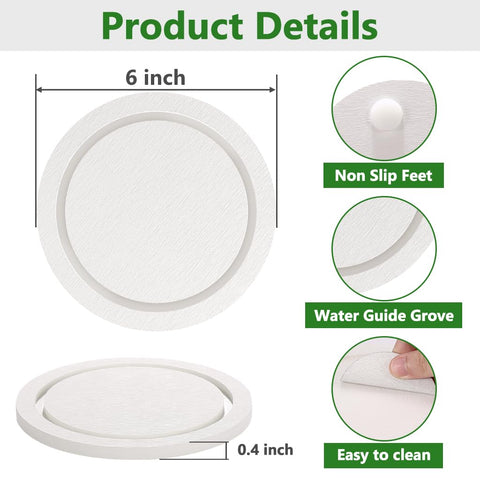 Johamoo plant saucer with non-slip pads keeps pots secure on slick surfaces.