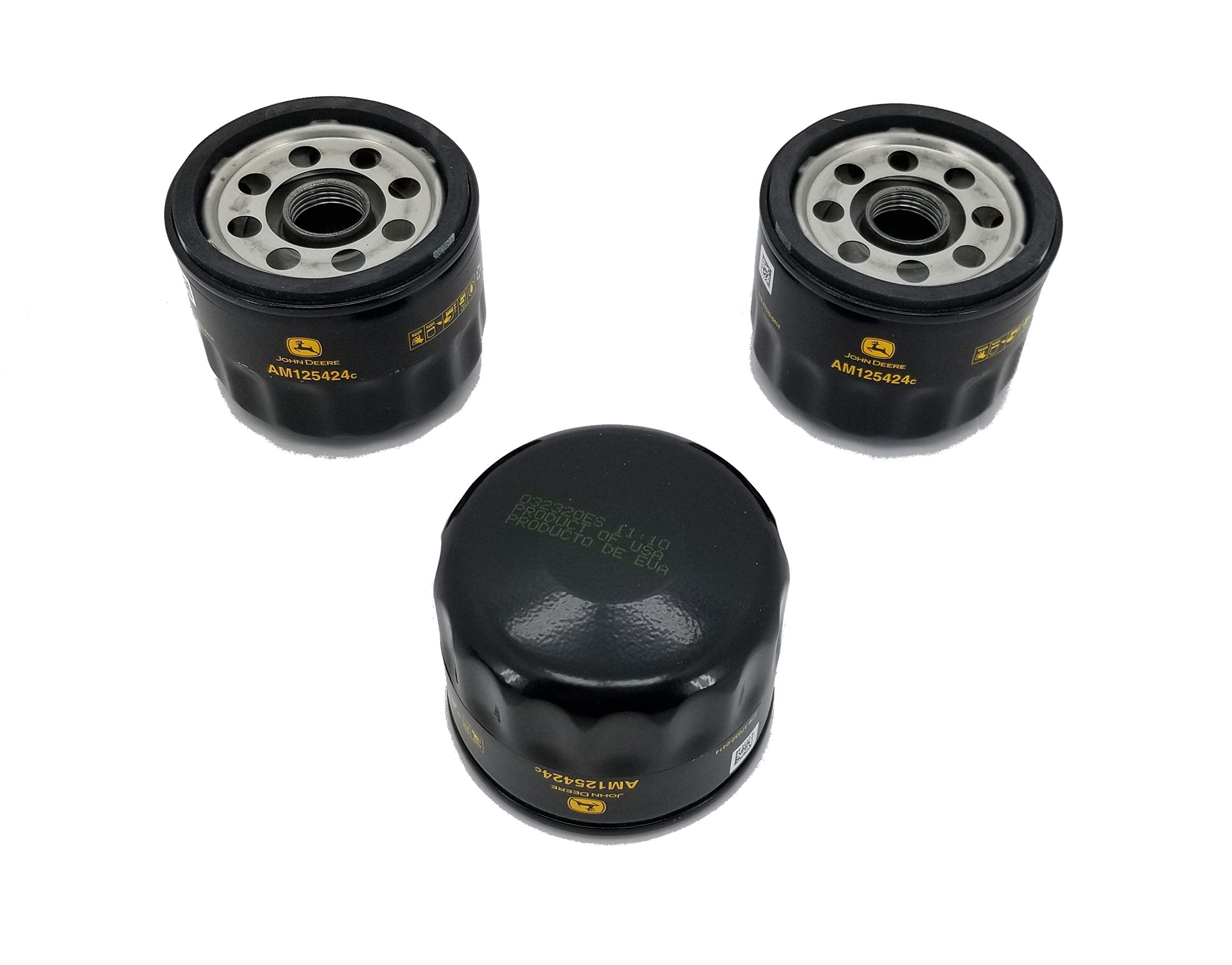 John Deere AM125424 oil filter packaging signals ready-to-install OEM quality