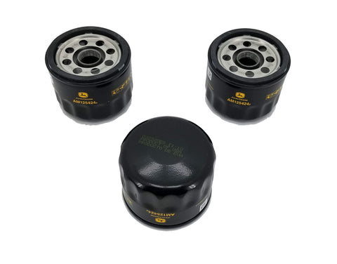 John Deere AM125424 oil filter packaging signals ready-to-install OEM quality