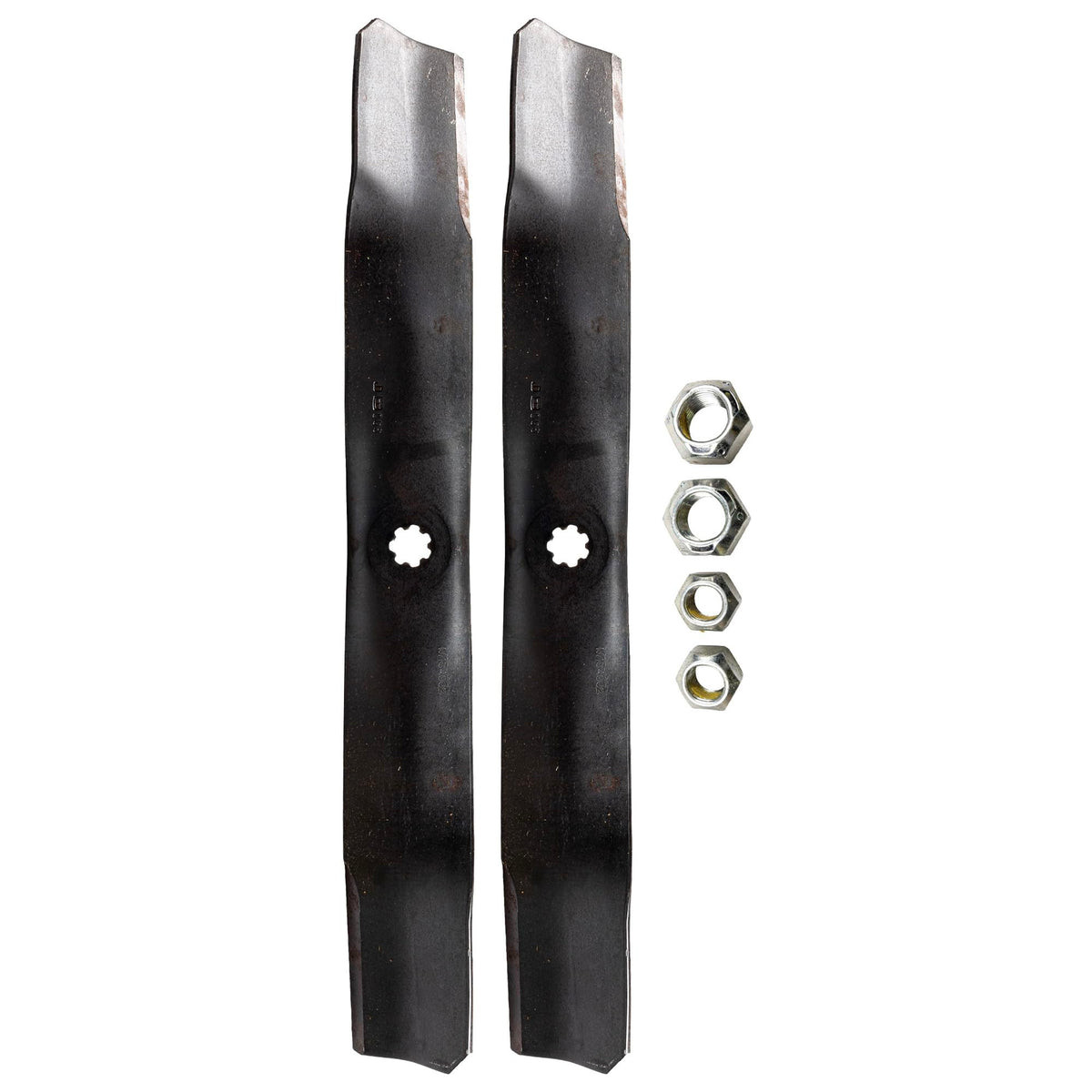 John Deere AM141034 blade kit for 42-inch deck with durable edge.