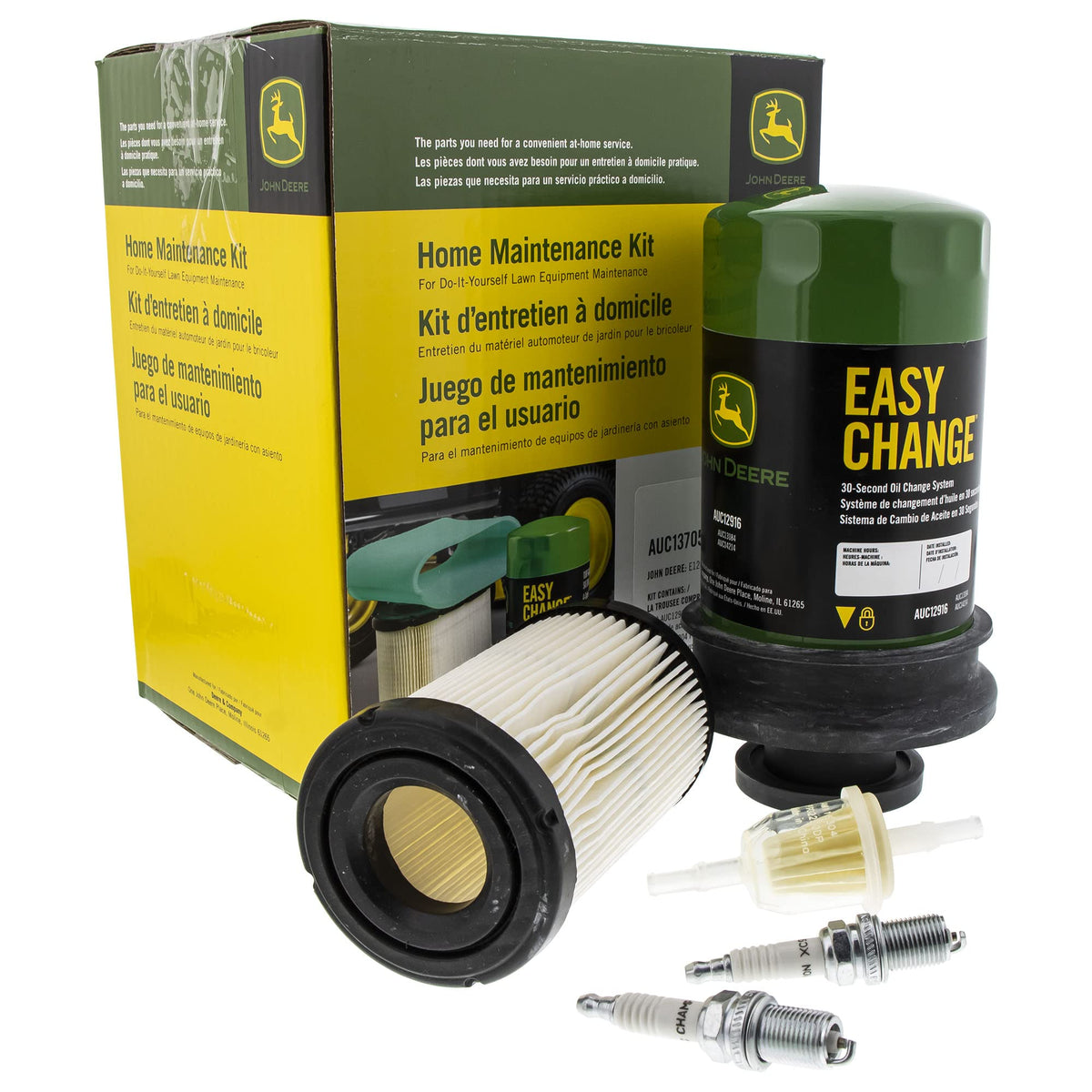 John Deere AUC13705 maintenance kit packaging showing OEM quality