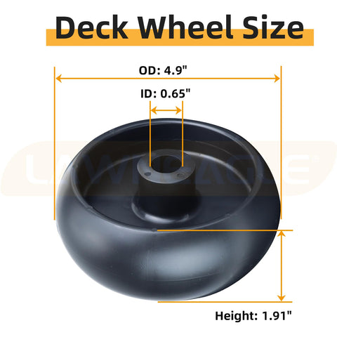 John Deere compatible deck wheels installed on a mower