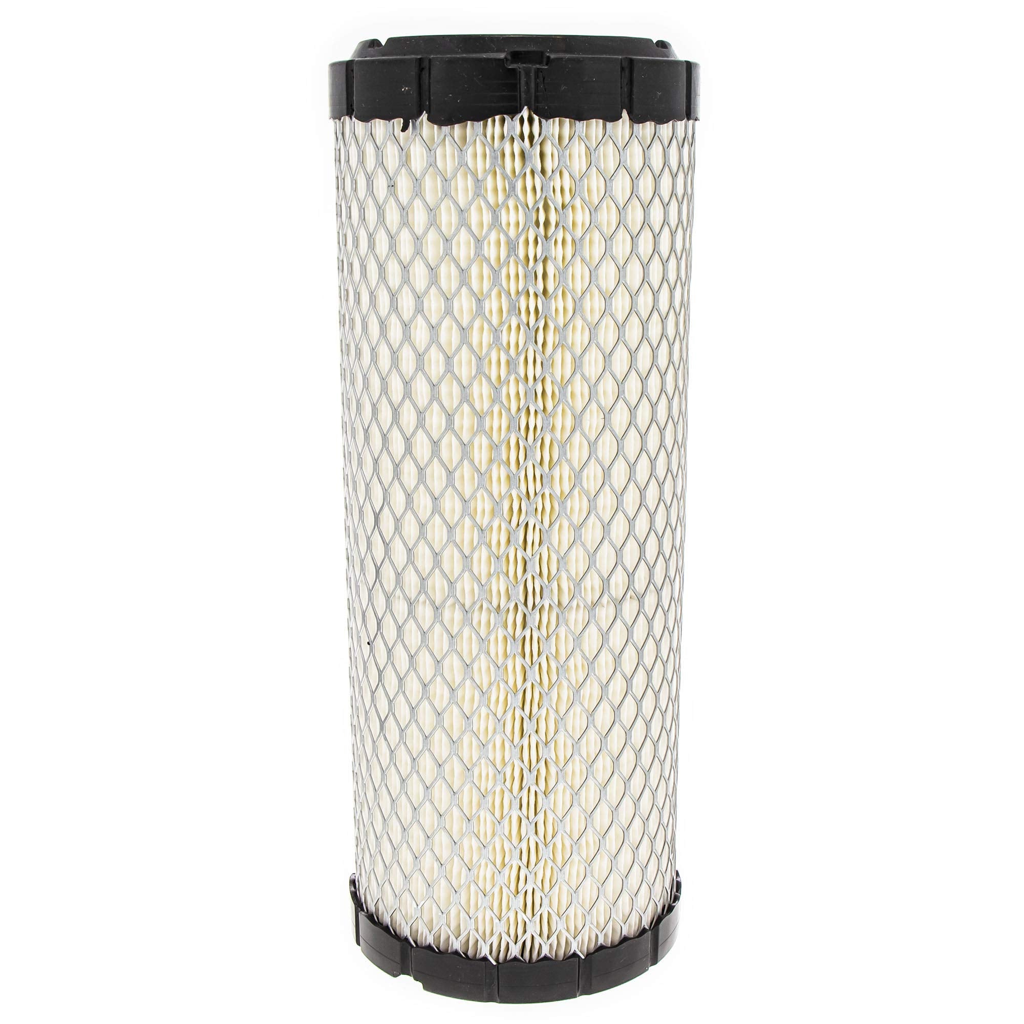 John Deere M131802 filter element front view, showing compact OEM construction for reliable filtration.