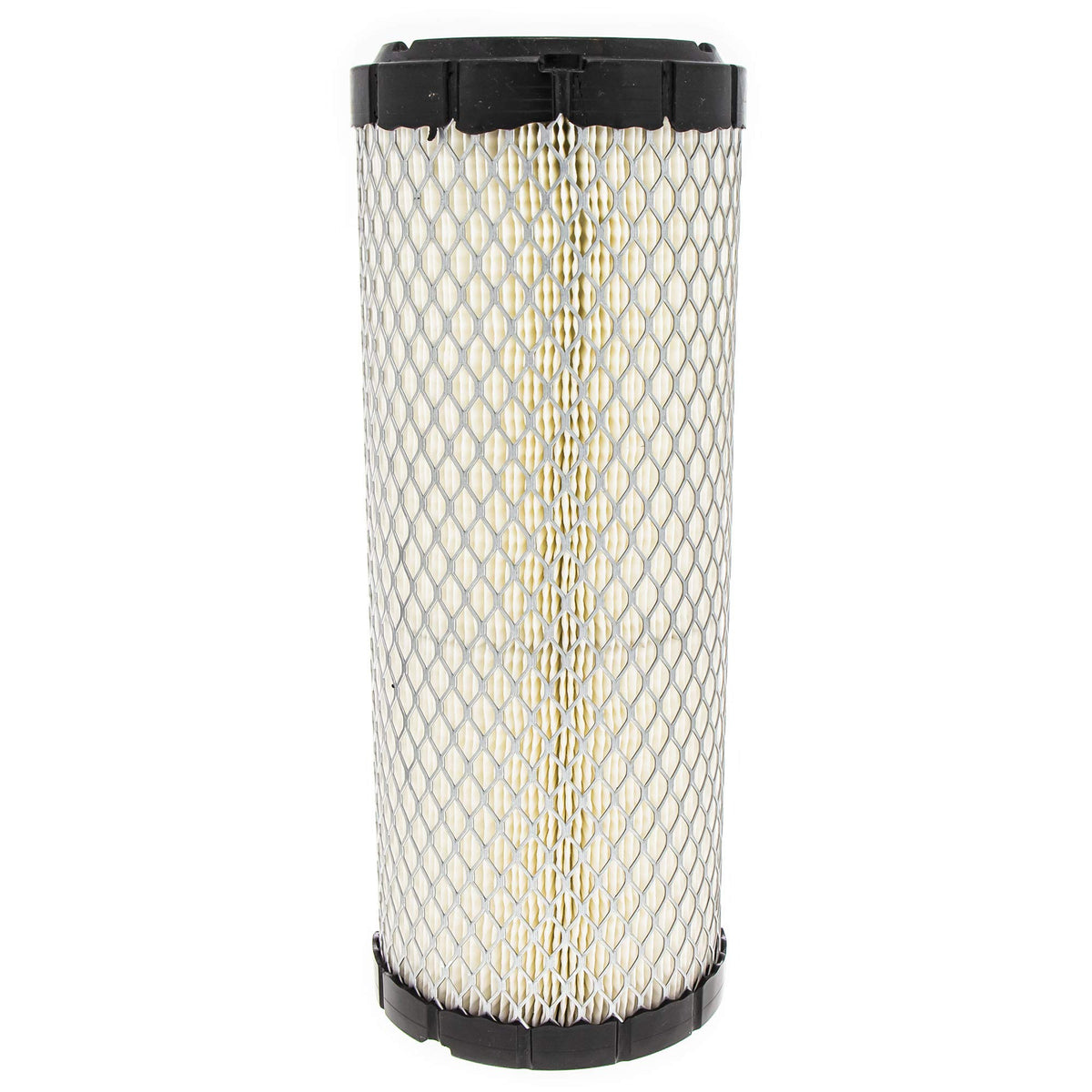 John Deere M131802 filter element front view, showing compact OEM construction for reliable filtration.