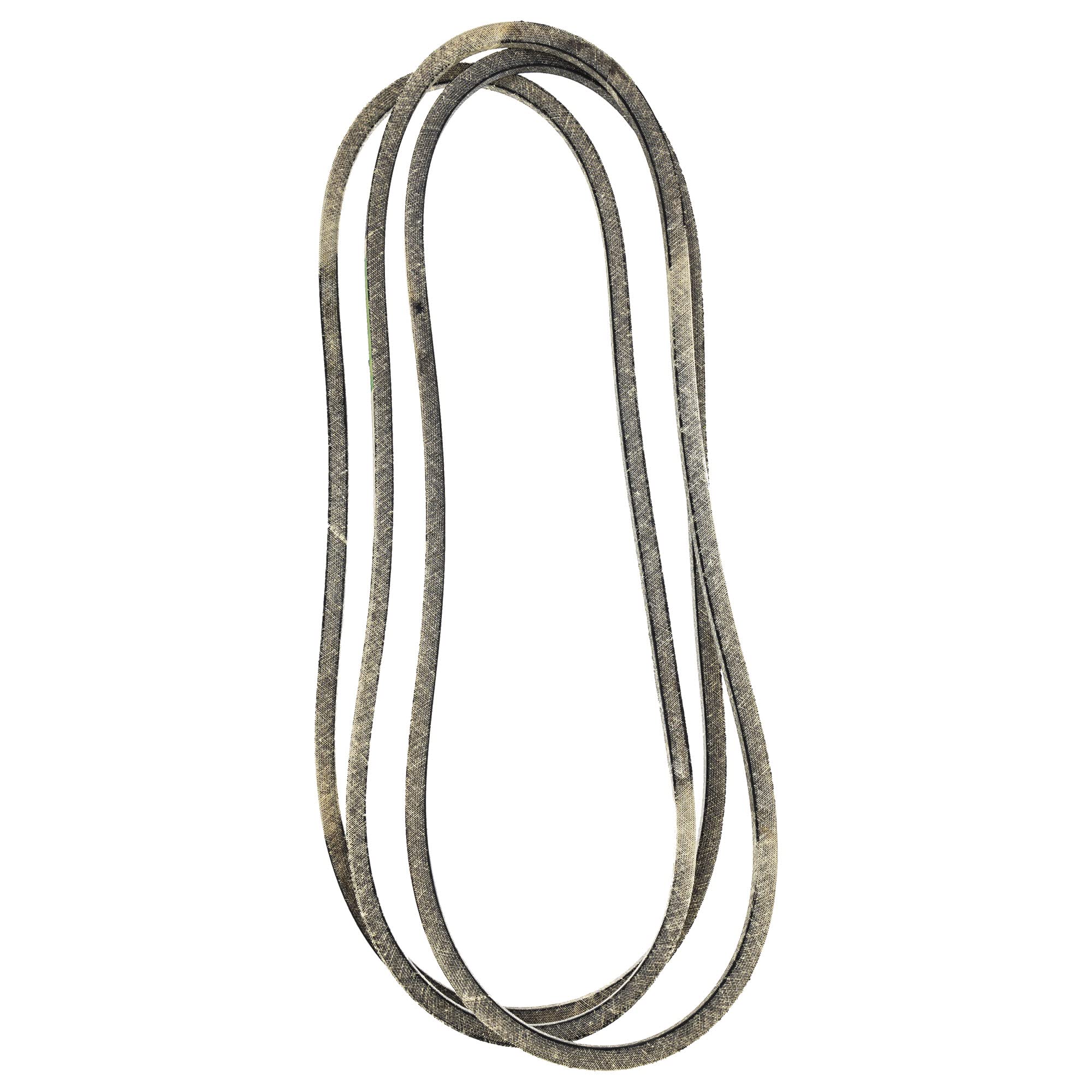 Genuine GX21395 belt on mower deck ensures precise fit and reliable operation.