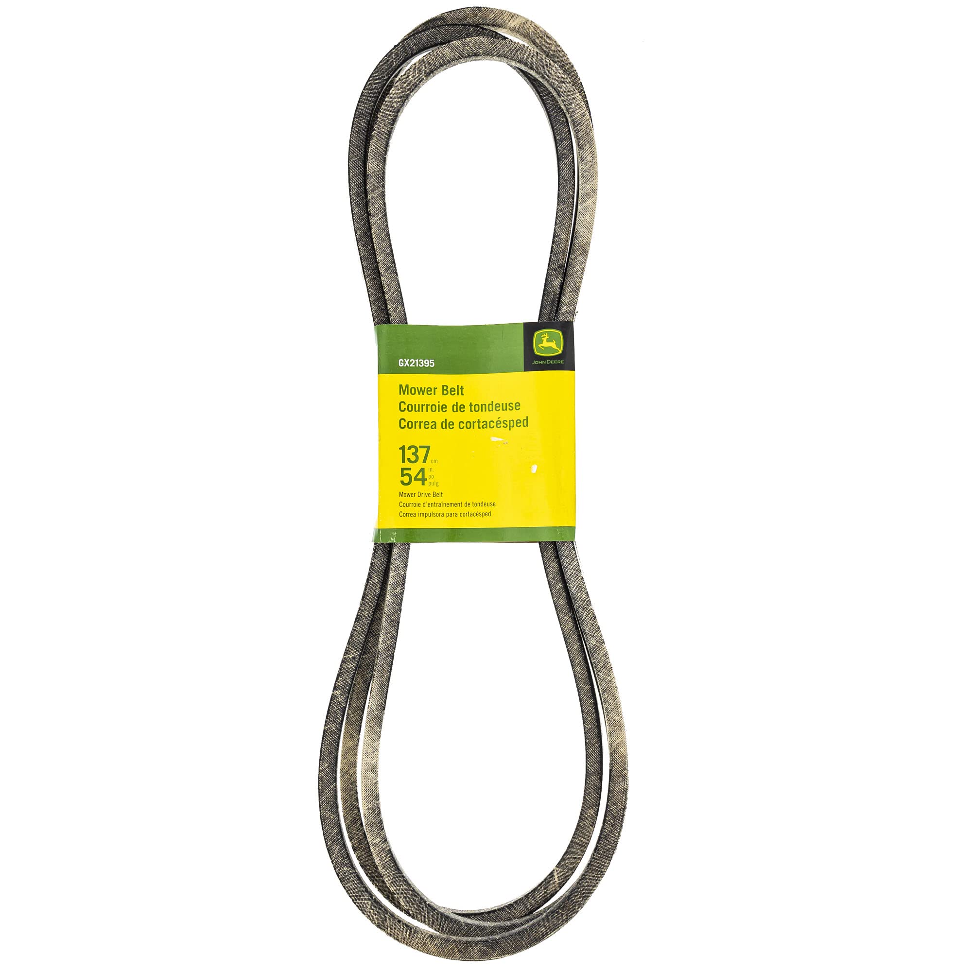 John Deere GX21395 OE flat belt in box, ready for replacement.