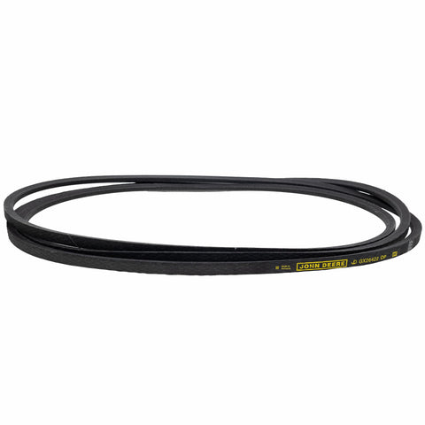 John Deere GX26422 V-Belt closeup with label highlights OEM part number clarity.