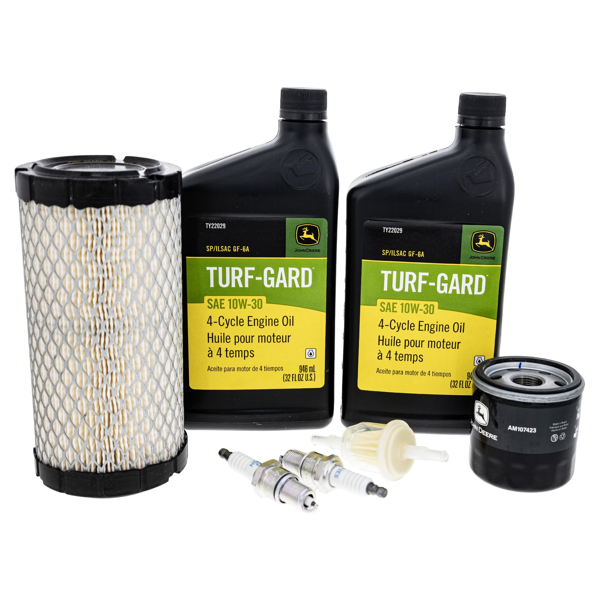 John Deere LG259 OEM filter kit packaging shown for quick at-home maintenance.