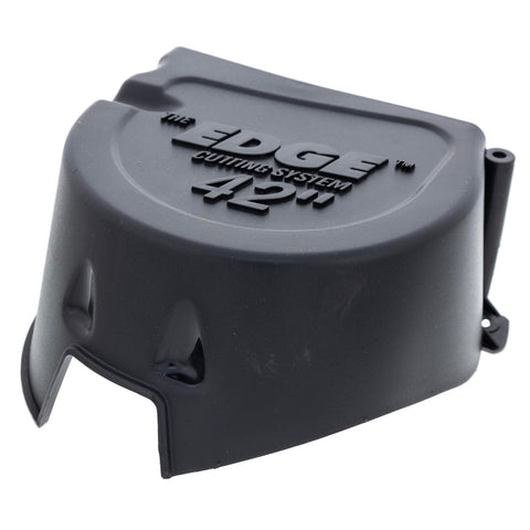 John Deere GY21773 shield front view showing OEM fit for 107S and D-series decks.