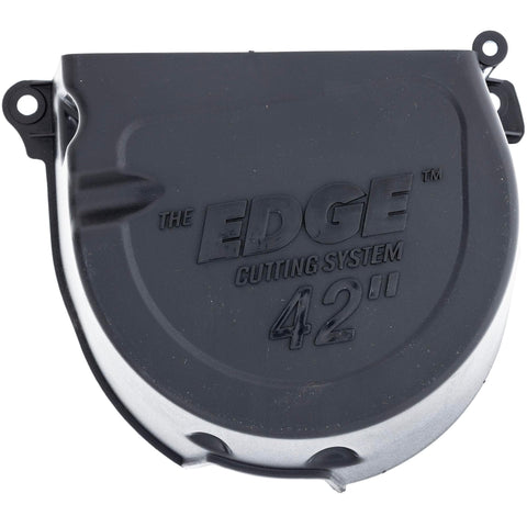 John Deere GY21773 shield side view highlighting compatibility with LA and X series decks.