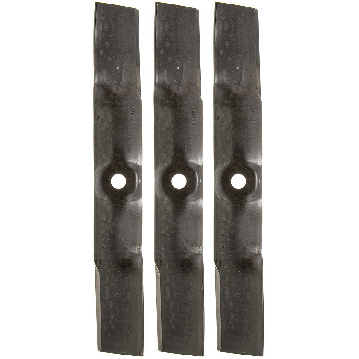 John Deere UC22010 blades 3-pack front view, durable edge for clean cuts