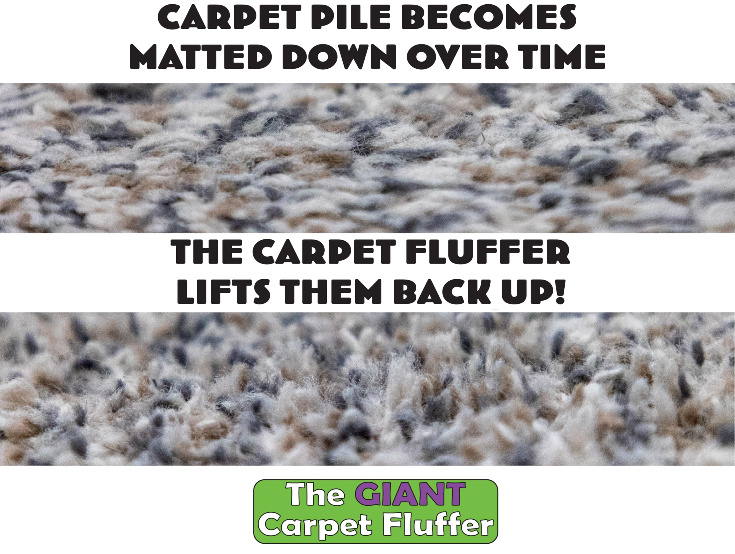 Johnny World Giant Carpet Fluffer easy to store and quick to rinse.