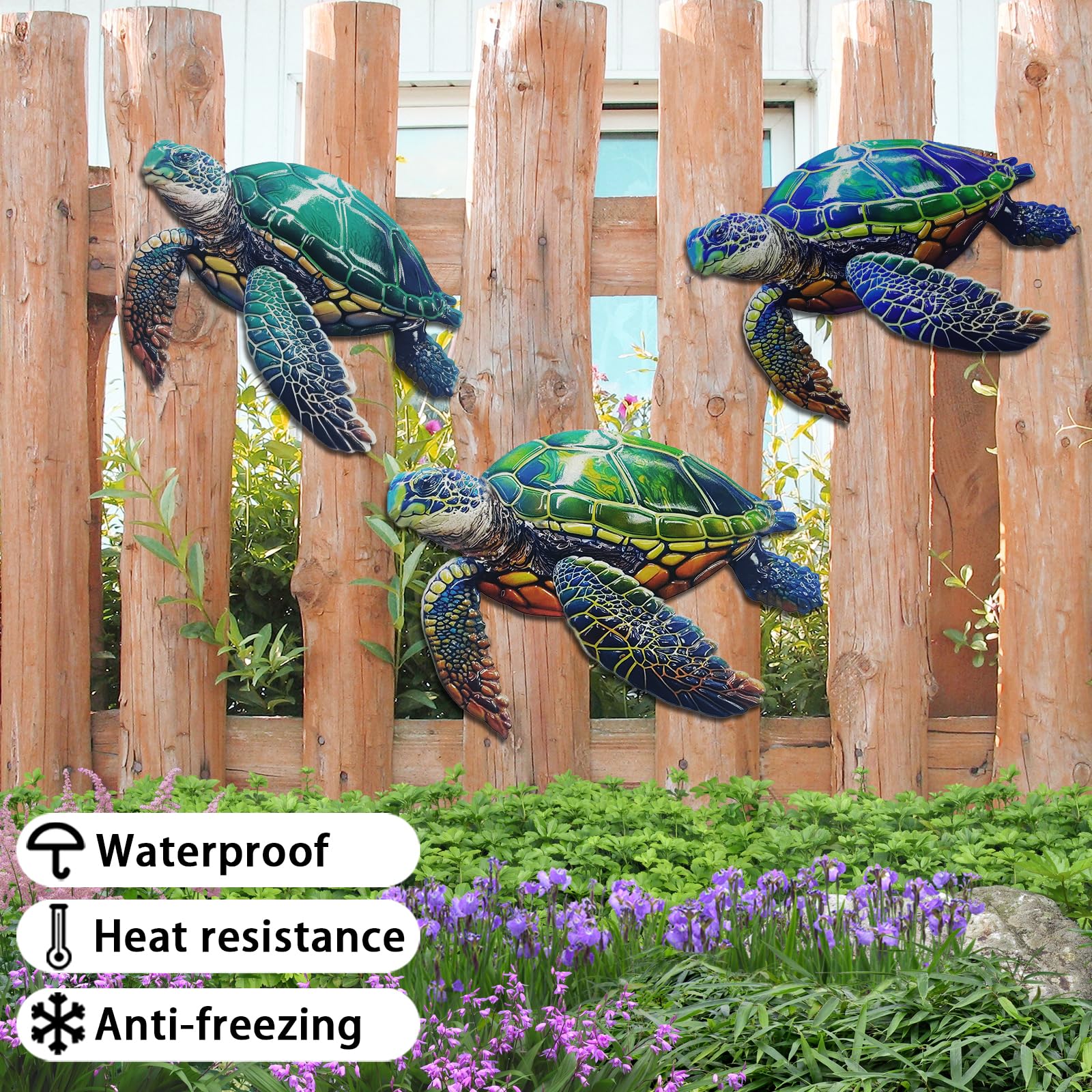 John's Studio three-piece turtle sculpture set enhances garden ambience.