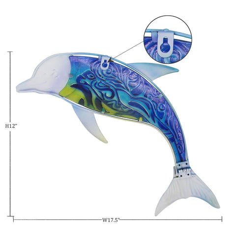 John's Studio Dolphin wall decor spray-painted pattern offers vibrant color.