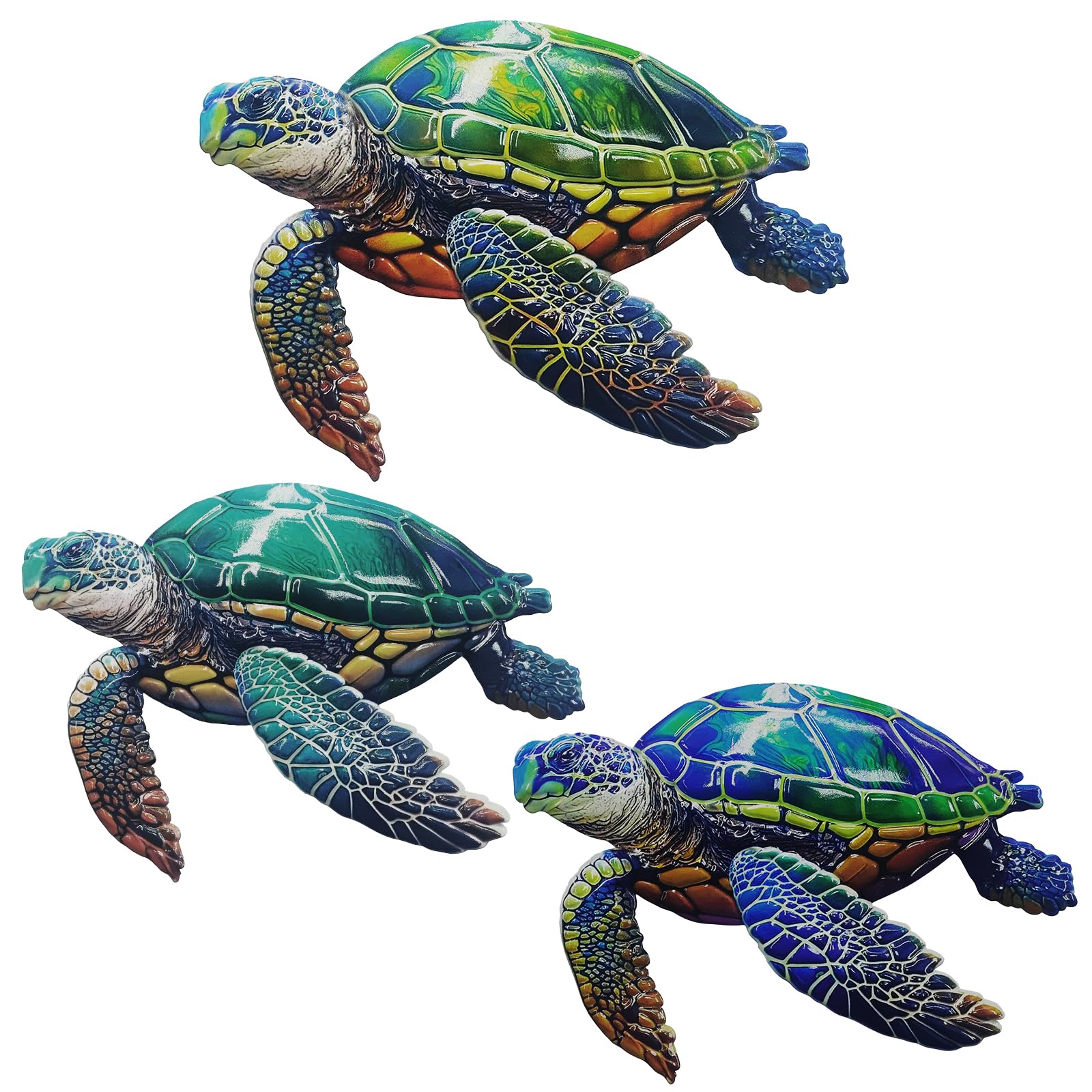John's Studio three-piece turtle wall decor adds vibrant outdoor color.