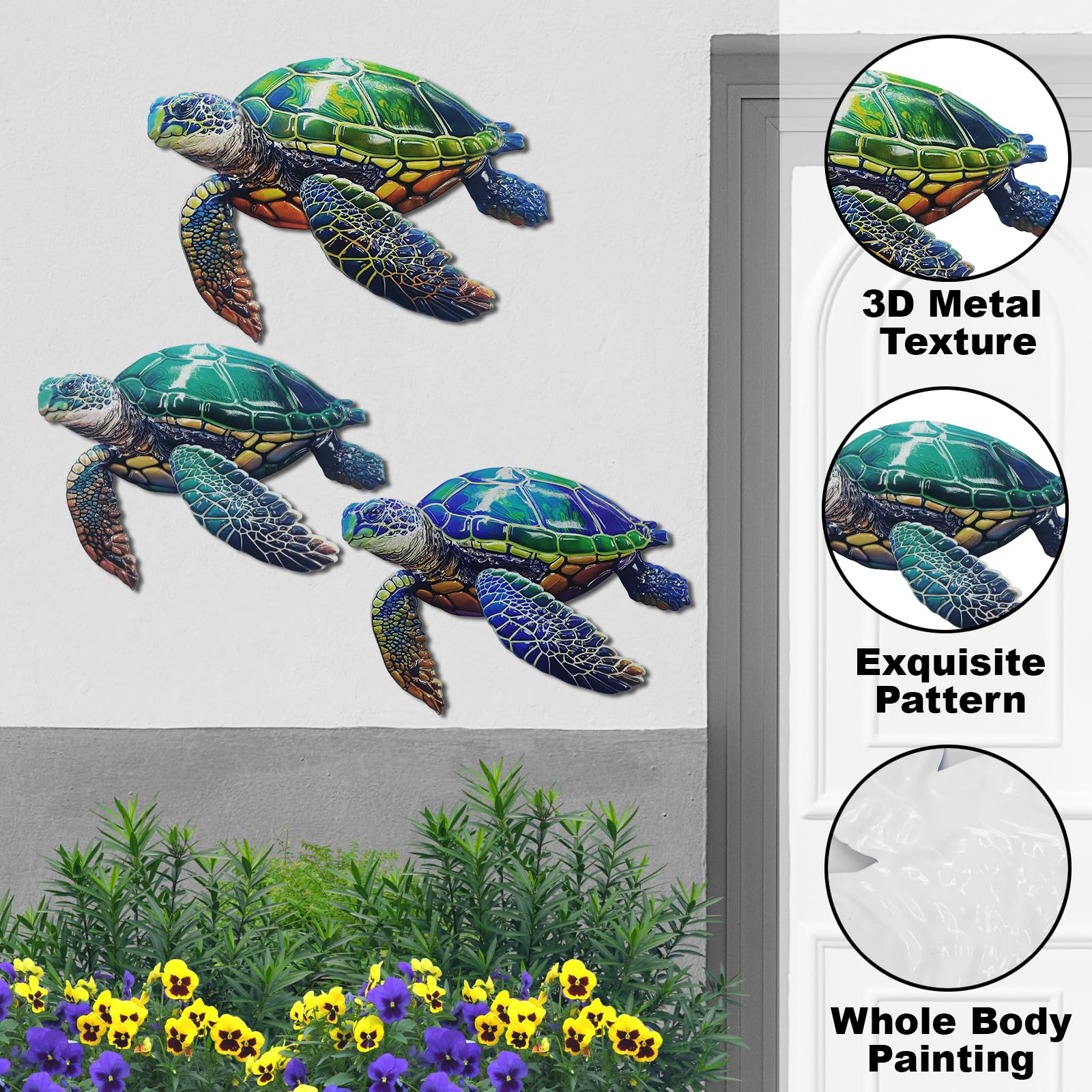 John's Studio turtle wall decor installed near entry for curb appeal.