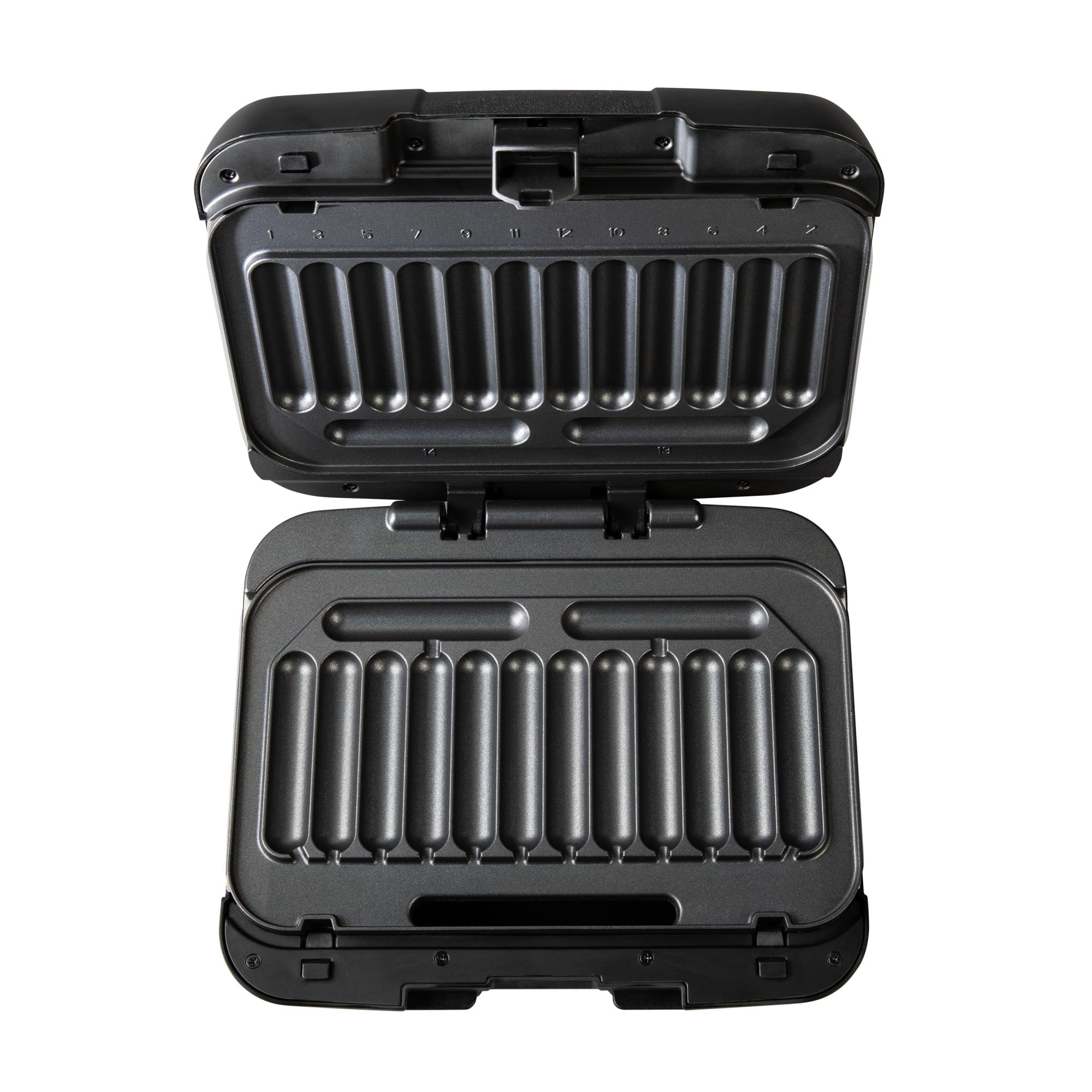 Johnsonville Sizzling Sausage Grill Plus with lid open ready for quick sausage prep.
