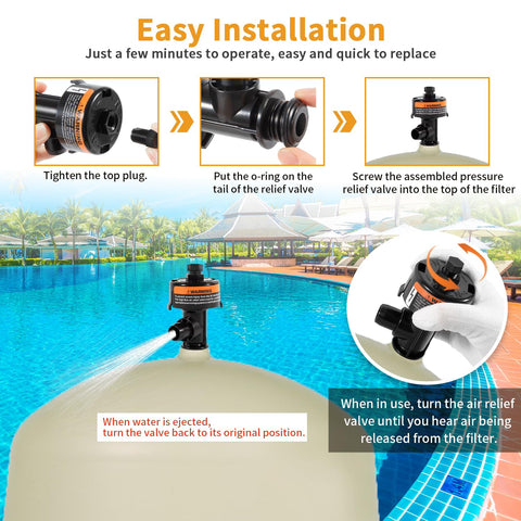 Johntruck air relief valve ensures air purge during filter operation.