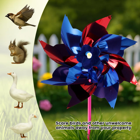 JOHOUSE rainbow pinwheel reflective surface adds sparkle in the breeze