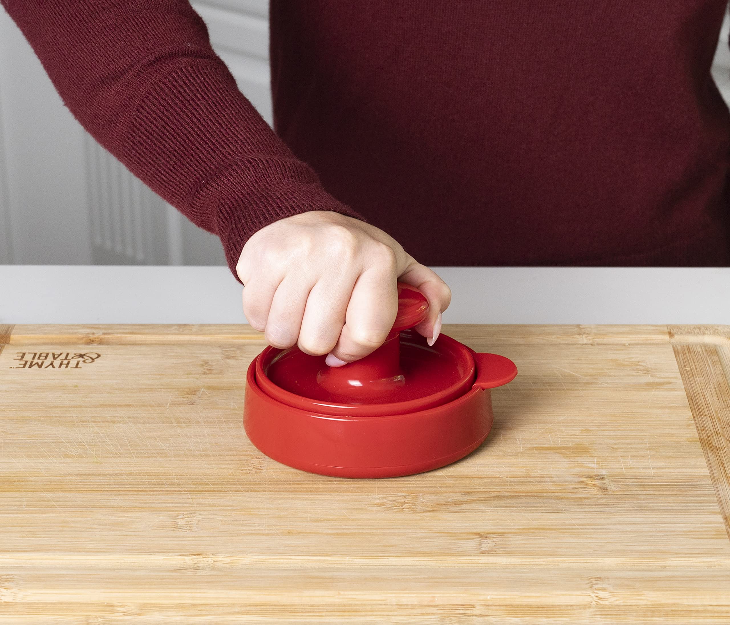 Joie burger press is top-rack dishwasher safe for effortless cleaning.