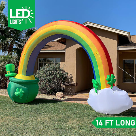 Joiedomi pot of gold cauldron inflatable with LED illumination for evening visibility