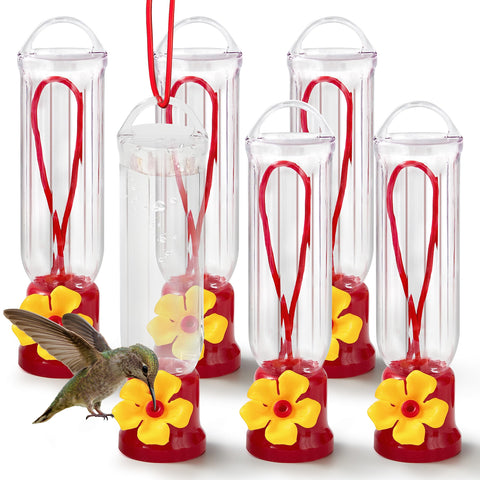 Joiedomi six-piece hummingbird feeder set hung with wires for easy patio display