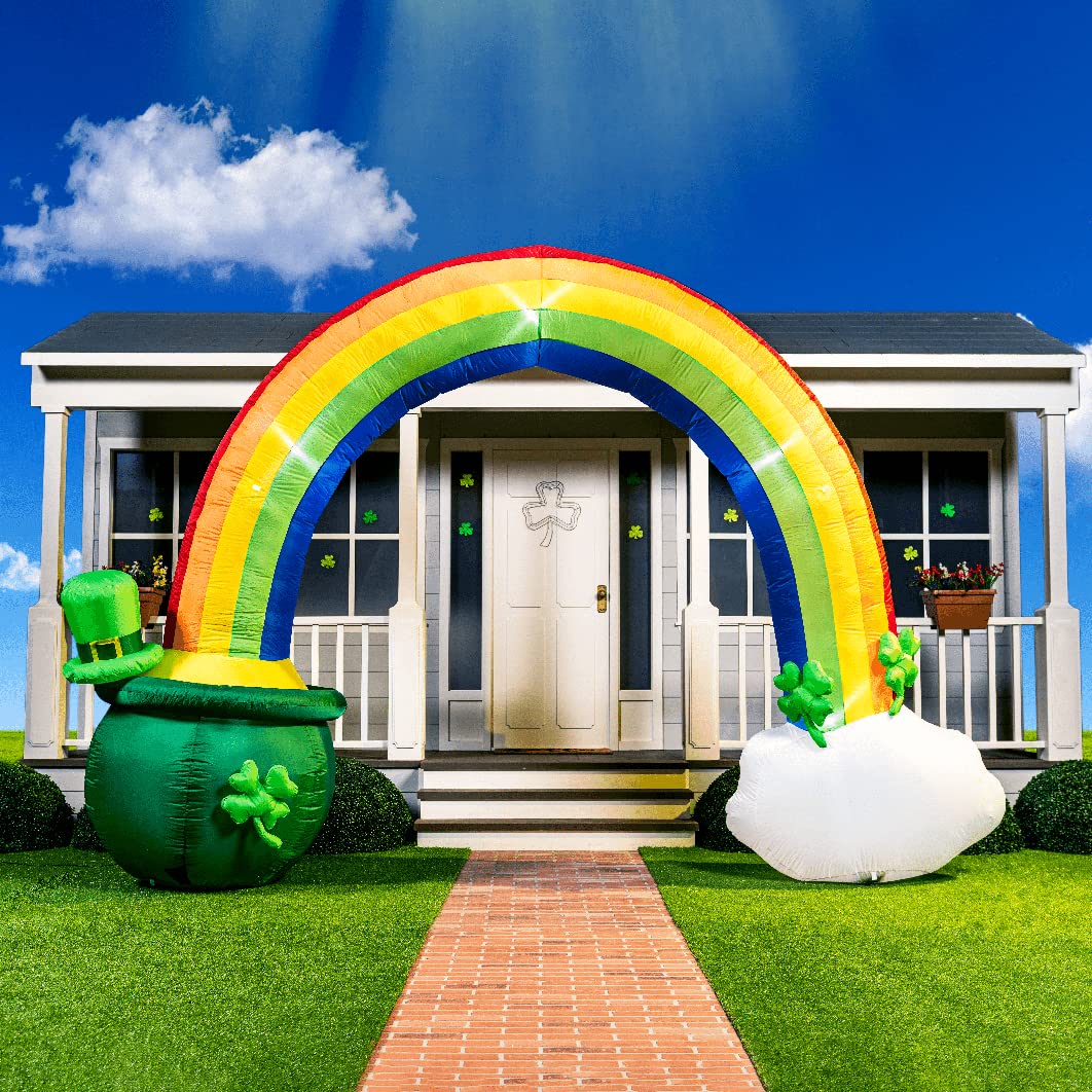 Joiedomi St Patrick inflatable rainbow arch with LED lights for festive curb appeal