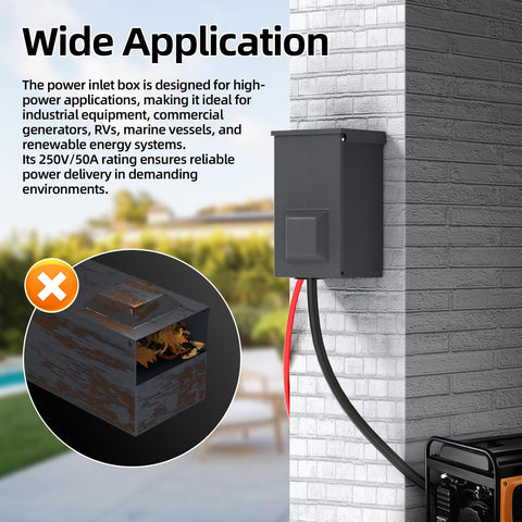 Joinfworld 50-amp inlet box ready for emergency backups across RVs and workshops