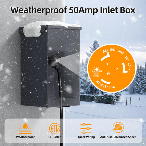 Joinfworld NEMA SS2-50P connection with weather-resistant design enabling safe cord hookup