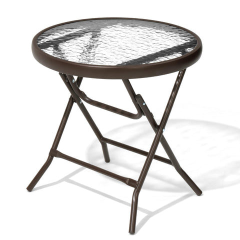 JOINHOM all-weather brown patio table suitable for year-round use.