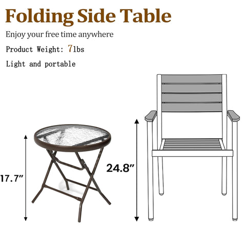 JOINHOM folding patio side table for easy transport and storage.