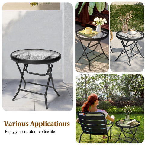 JOINHOM Outdoor Side Table 50 lb capacity supports drinks and decor.