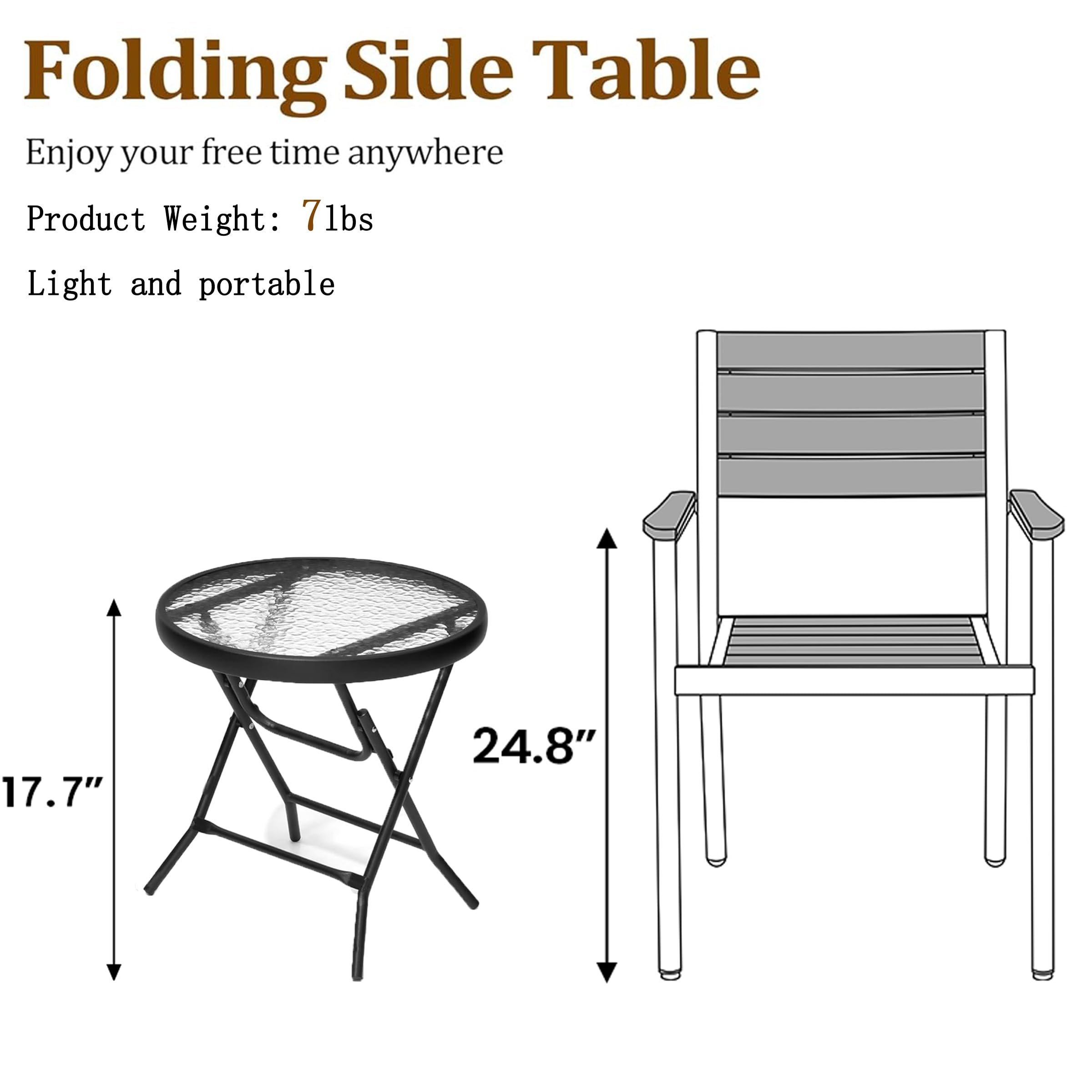JOINHOM Outdoor Side Table black finish adds modern style to any patio.